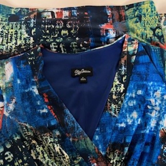 Oleg Cassini- Bloomingdales, multi color dress, size 8. - Picture 8 of 9